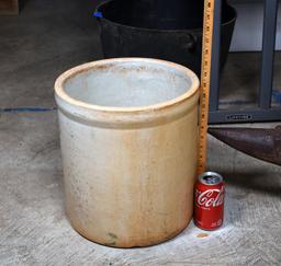 Antique Five Gallon Stoneware Crock with Blue Number
