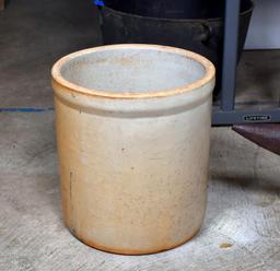 Antique Five Gallon Stoneware Crock with Blue Number