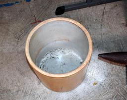 Antique Five Gallon Stoneware Crock with Blue Number
