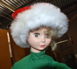 Vintage Electric Store Window Display Figure: Child Moving Arm while on Ladder to Decorate Tree