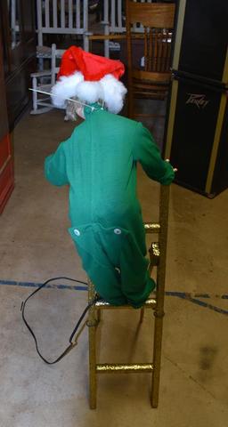 Vintage Electric Store Window Display Figure: Child Moving Arm while on Ladder to Decorate Tree
