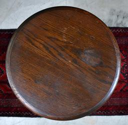 Vintage Small Round Oak Side Table