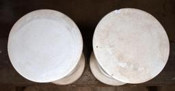 Pair of White Chalkware Plant Stands with Sun Mask Motif