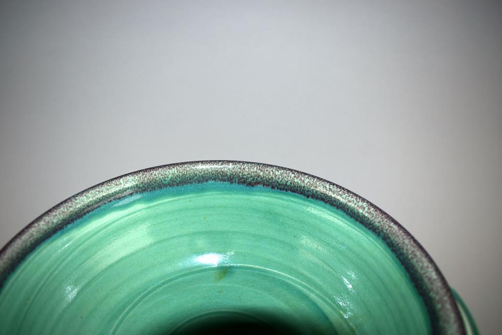 Terri Godfrey Green Studio Art Pottery Bowl with Handles