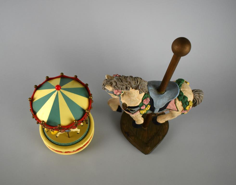 Lot of Carousel Horse Figurine & Enesco Carousel Music Box