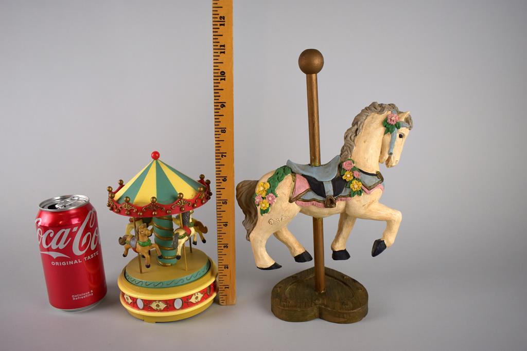Lot of Carousel Horse Figurine & Enesco Carousel Music Box