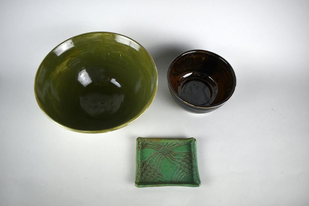 Lot of Three Signed Studio Art Pottery Bowls or Trinket Dish