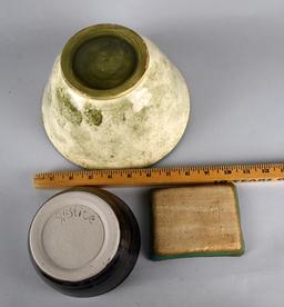 Lot of Three Signed Studio Art Pottery Bowls or Trinket Dish