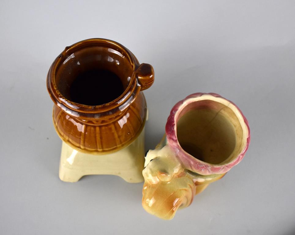 Two Vintage Planters: Pot Bellied Stove & Squirrel with Acorn
