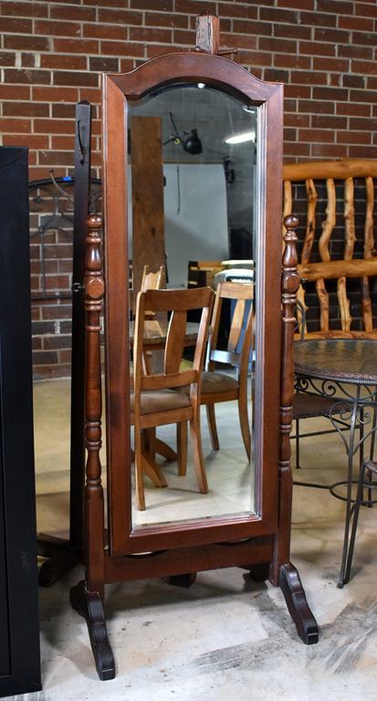 Walnut Finish Cheval Dressing Mirror Stand