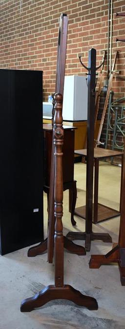 Walnut Finish Cheval Dressing Mirror Stand