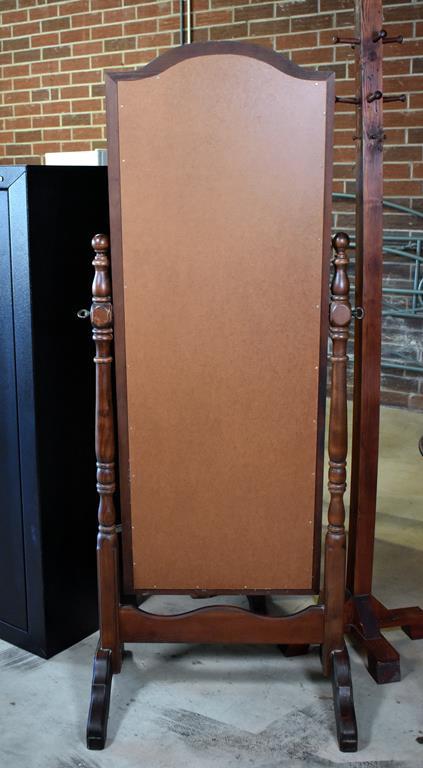 Walnut Finish Cheval Dressing Mirror Stand