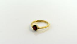 Garnet, Diamond and 14K Gold Ring, Size 5