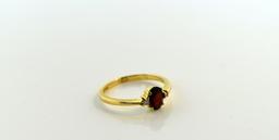 Garnet, Diamond and 14K Gold Ring, Size 5
