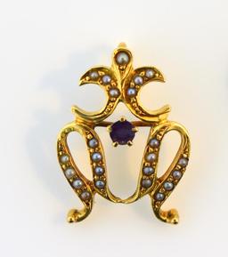 Three 14K Gold and Tanzanite / Amethyst Pendants