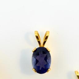 Three 14K Gold and Tanzanite / Amethyst Pendants