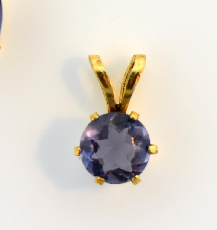 Three 14K Gold and Tanzanite / Amethyst Pendants