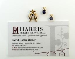 Three 14K Gold and Tanzanite / Amethyst Pendants