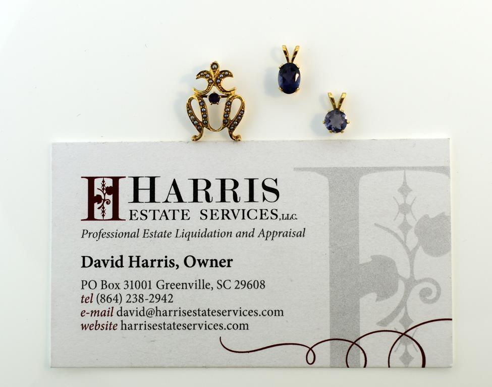Three 14K Gold and Tanzanite / Amethyst Pendants
