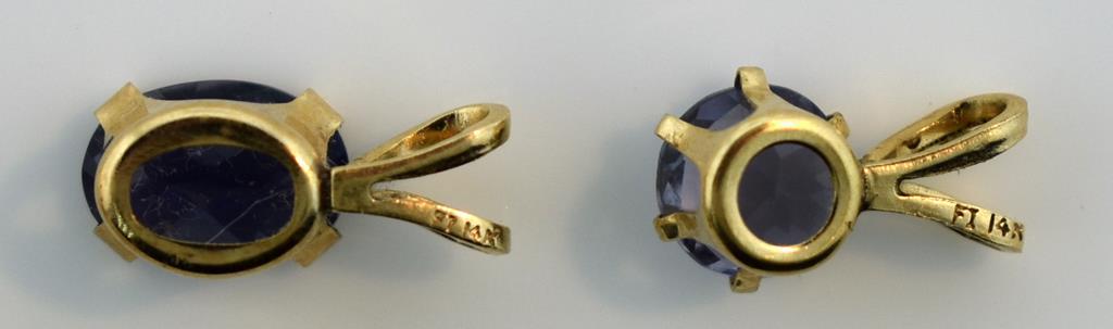 Three 14K Gold and Tanzanite / Amethyst Pendants