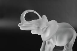 Lalique Elephant Figurine on Base, 6” H, Signed, France