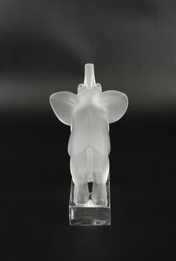 Lalique Elephant Figurine on Base, 6” H, Signed, France