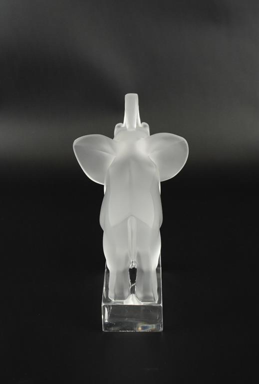 Lalique Elephant Figurine on Base, 6” H, Signed, France