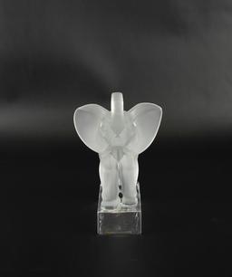 Lalique Elephant Figurine on Base, 6” H, Signed, France