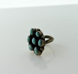 Pawn Silver and Turquoise Ring, Size 5.75