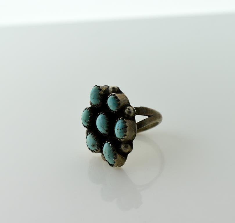 Pawn Silver and Turquoise Ring, Size 5.75