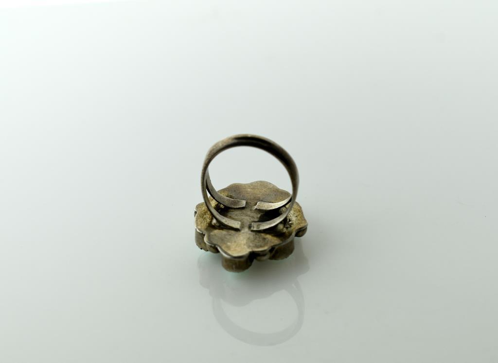 Pawn Silver and Turquoise Ring, Size 5.75