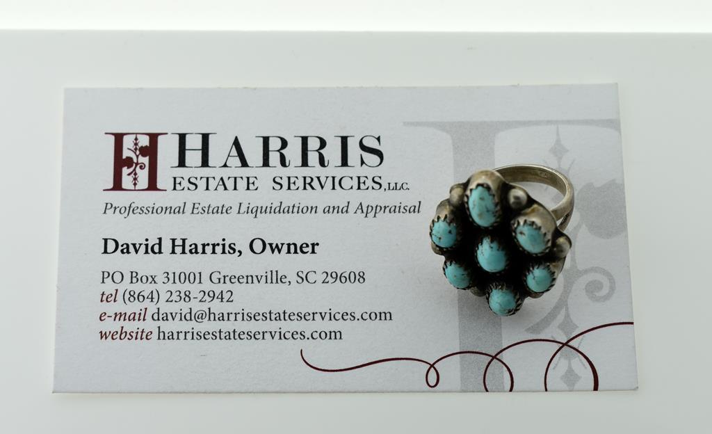 Pawn Silver and Turquoise Ring, Size 5.75