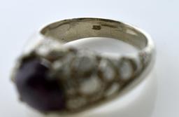 Pawn Silver Nugget Style Ring with 10 mm Lavender Star Sapphire Cabochon
