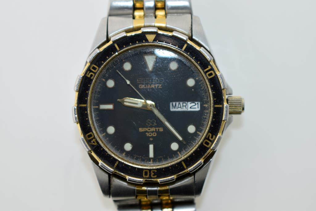 Seiko Sports 100 Quartz Watch, Good Condition with New Battery-Working Well