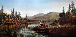 Print of Alfred F. Tait's Adirondack “Autumn Morning, Raquette Lake”, 1872