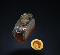 Antique Perfume Bottle with Chain and Organic Stopper