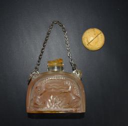 Antique Perfume Bottle with Chain and Organic Stopper