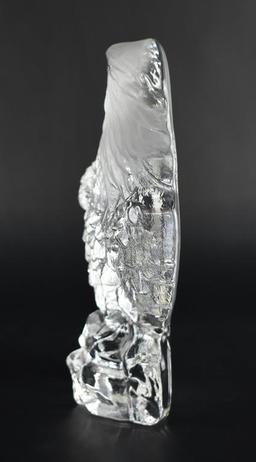 Clear & Frosted Glass Bald Eagle Figural Paperweight or Bookend