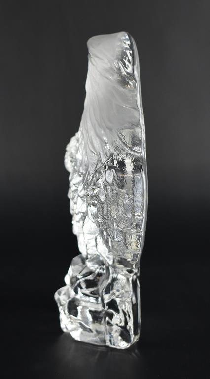 Clear & Frosted Glass Bald Eagle Figural Paperweight or Bookend