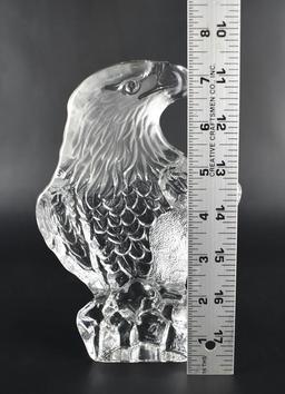Clear & Frosted Glass Bald Eagle Figural Paperweight or Bookend