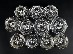 Clear Crystal Lot: Lidded & Footed Candy Dish & Eleven Individual Salts