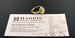 14K Gold and Opal Cabochon Ring, Size 7.5
