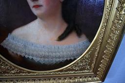 (XIX) 19th C. Portrait of a Lady, Oil on Canvas, Unsigned