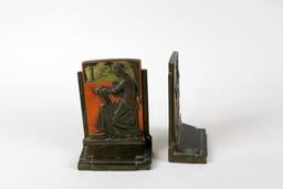Pair of Pompeian Bronze “Meditation” Bookends 1925
