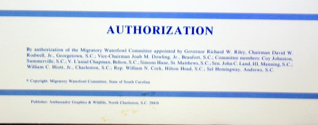 1986 SC Migratory Waterfowl Stamp Ltd. Ed. Print by Daniel Smith (1523/4000), Artist Signed Stamp
