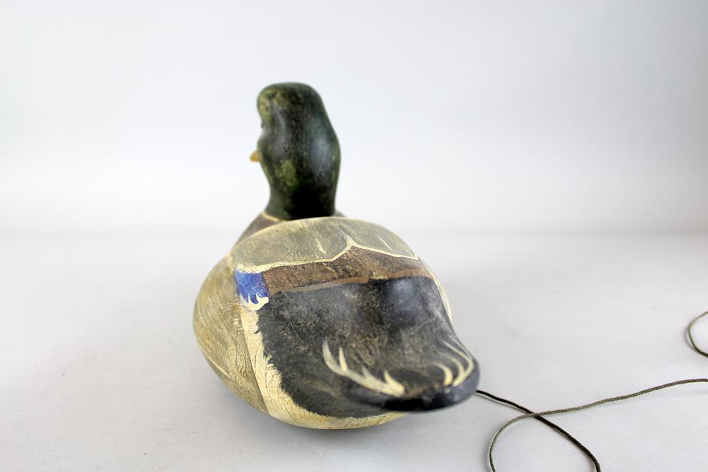 Original Working Leavis Denzer Mallard Drake Duck Decoy, SCWA. Medallion, Weighted