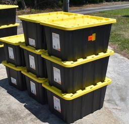 Lot of Eight HDX 27 Gallon Tough Tote Storage Crates