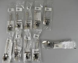 Set of 10 Wallace Silversmiths Grand Baroque Sterling Silver Child's Spoons or 5 'O Clock Spoons