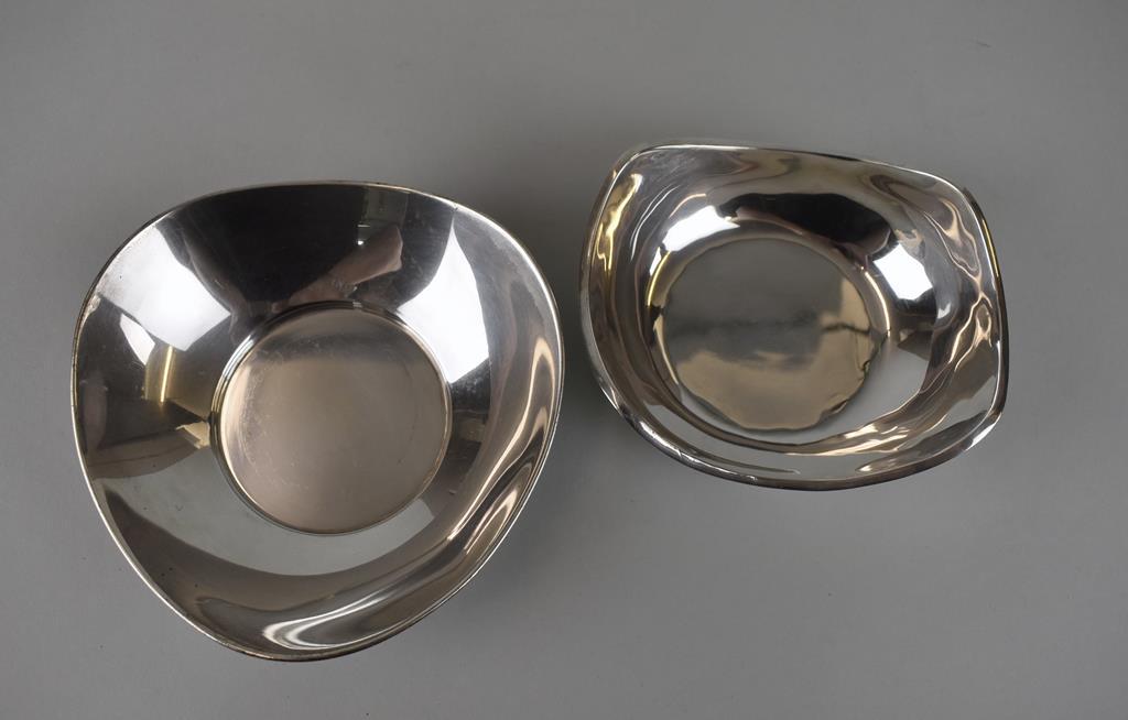 Two Mid-Century Modern Sterling Silver Bowls: Gorham #957 6” Elliptical and MMR Taxco Perlita 5.5”