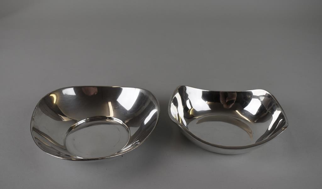 Two Mid-Century Modern Sterling Silver Bowls: Gorham #957 6” Elliptical and MMR Taxco Perlita 5.5”